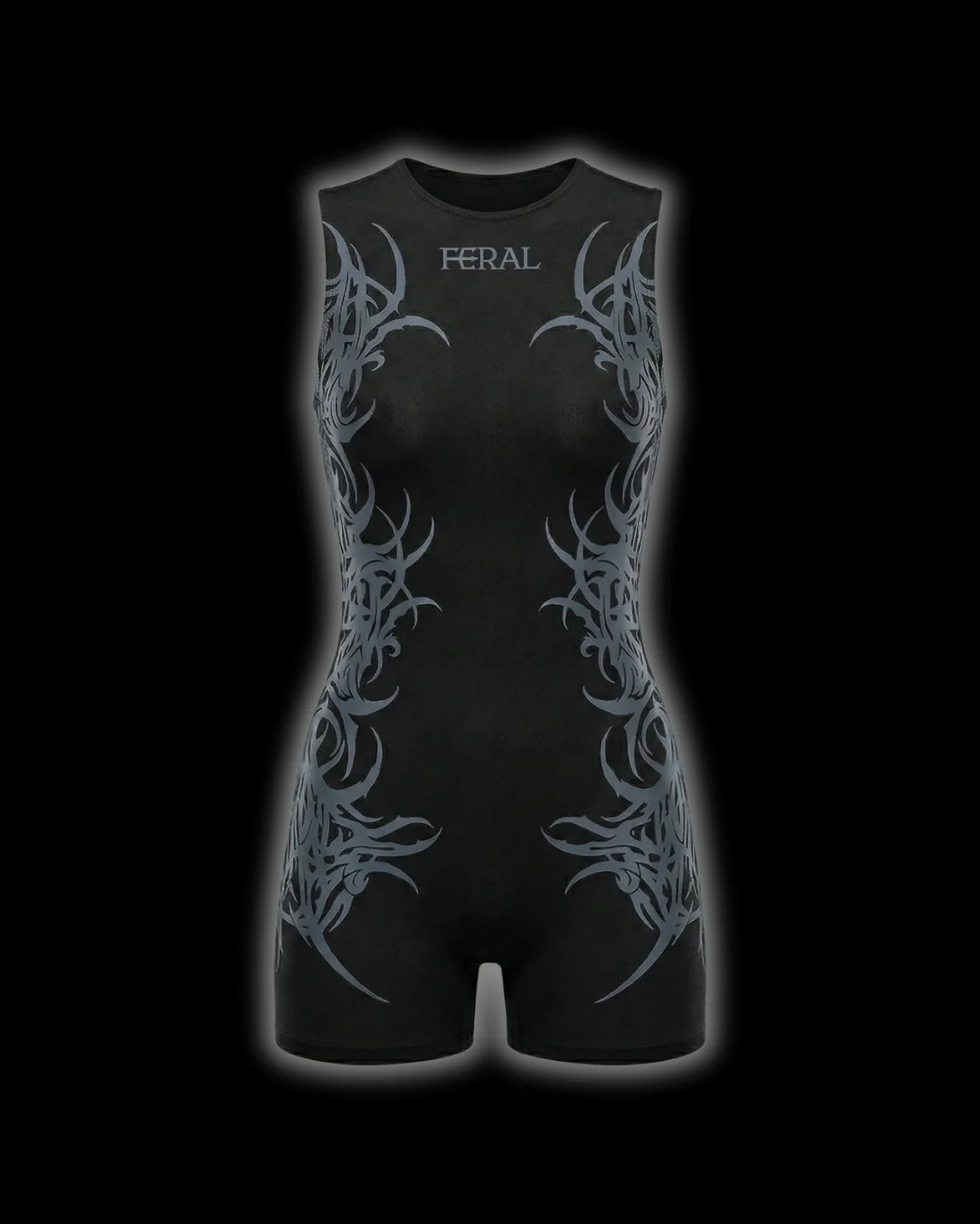 BLACK FERAL SIGILISM ONE-PIECE ROMPER