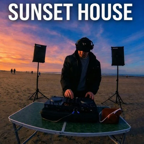 playing an emotional house sunset mix at the beach