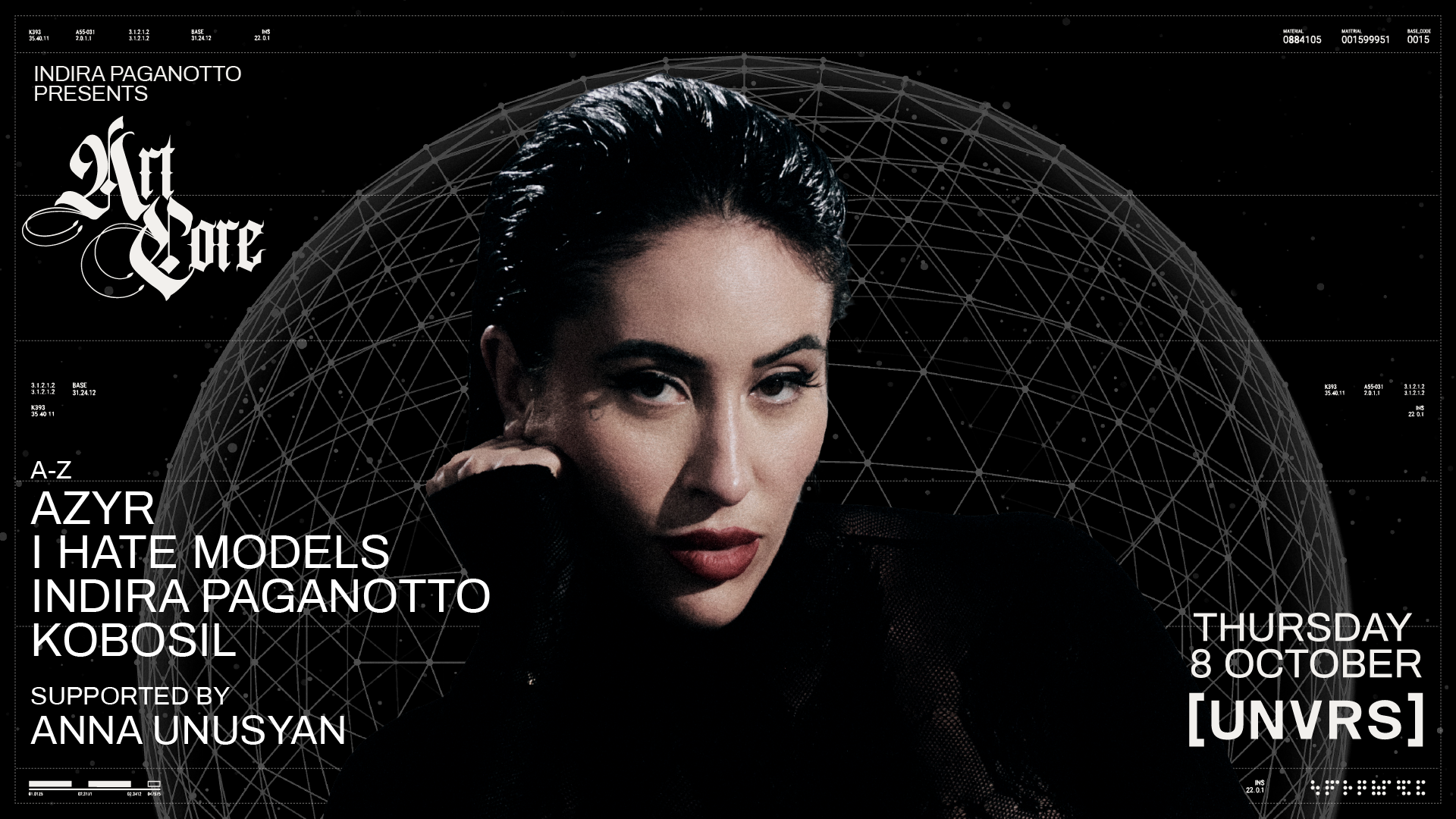 Indira Paganotto presents ArtCore poster, [UNVRS], Ibiza