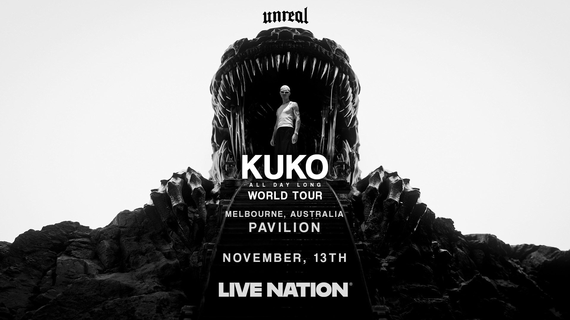 Live Nation pres. UNREAL X KUKO All Night Long World Tour poster, Melbourne Pavilion