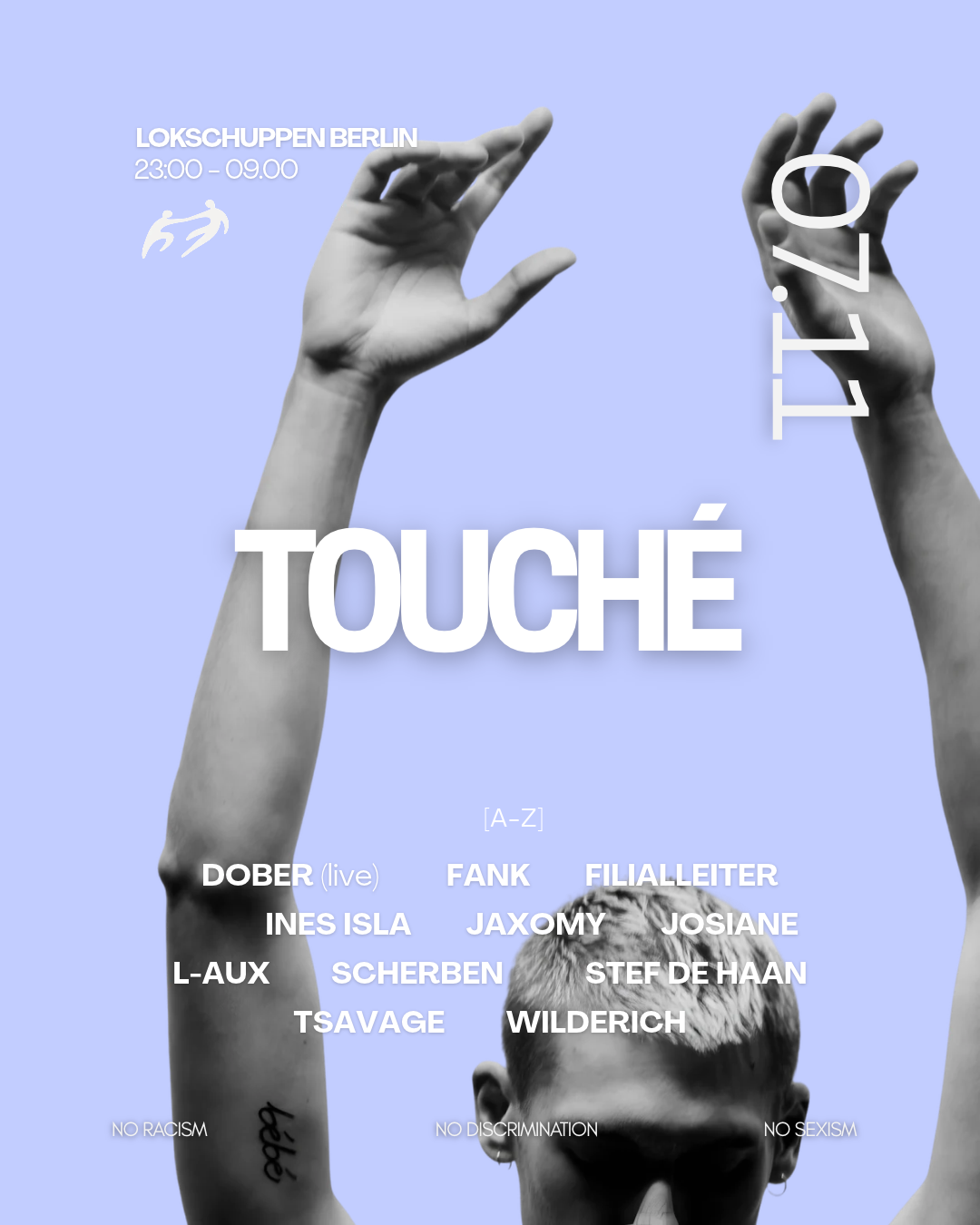 TOUCHÉ KLUB NIGHT w./ [240KMH] Wilderich, ines isla, Stef de Haan poster, Lokschuppen Berlin