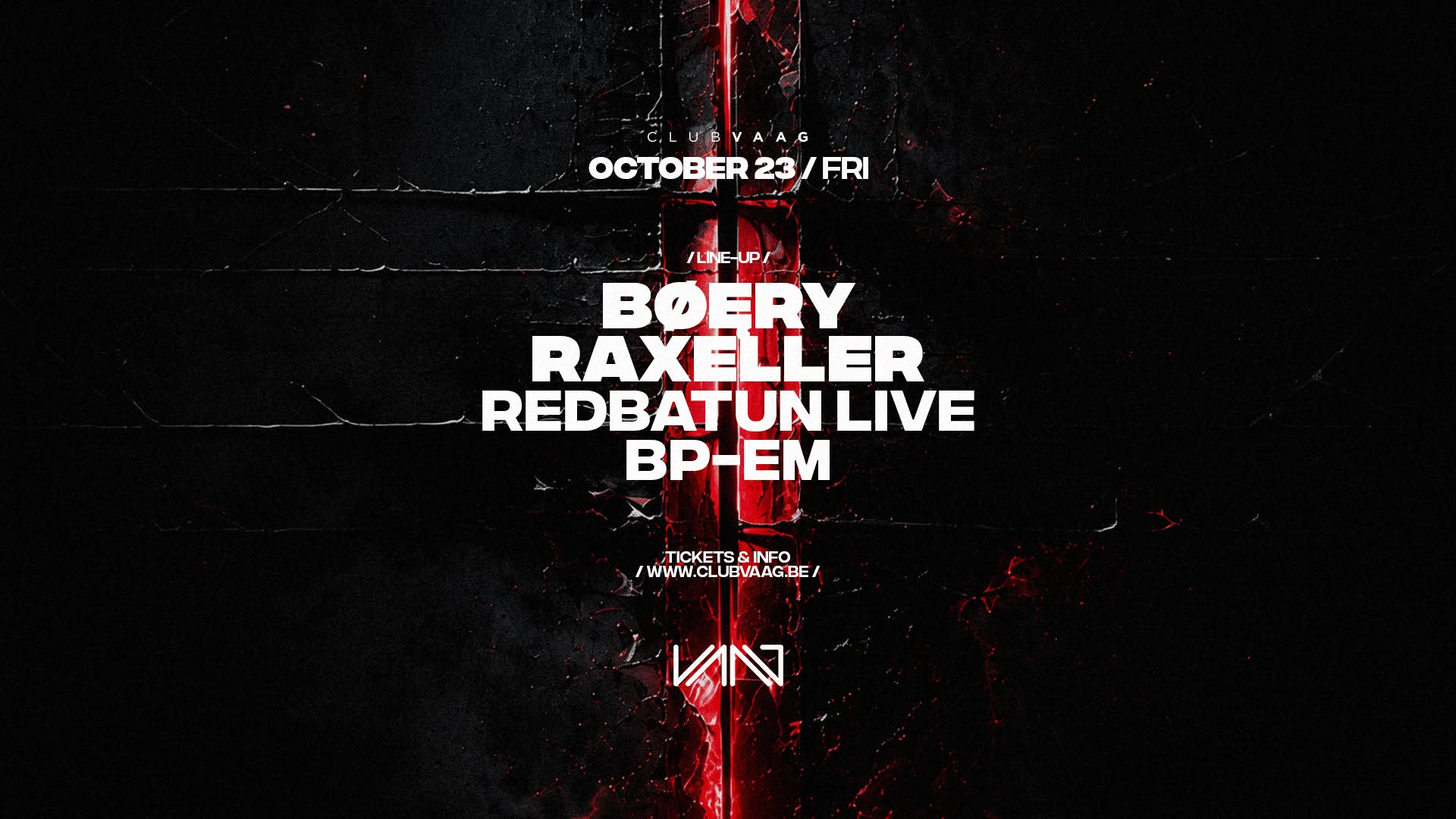 Club Vaag invites BØĘRY & Raxeller poster, Antwerp