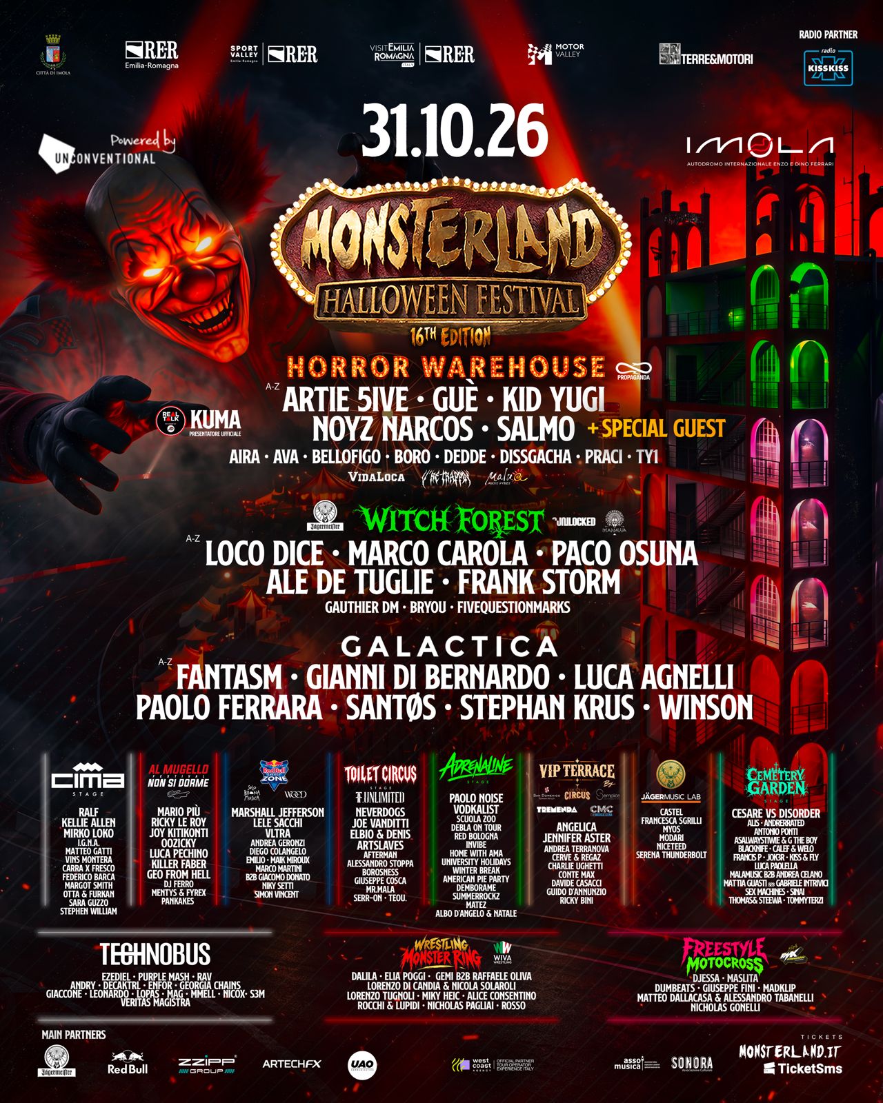 Monsterland Halloween Festival poster, Autodromo Enzo e Dino Ferrari, Bologna