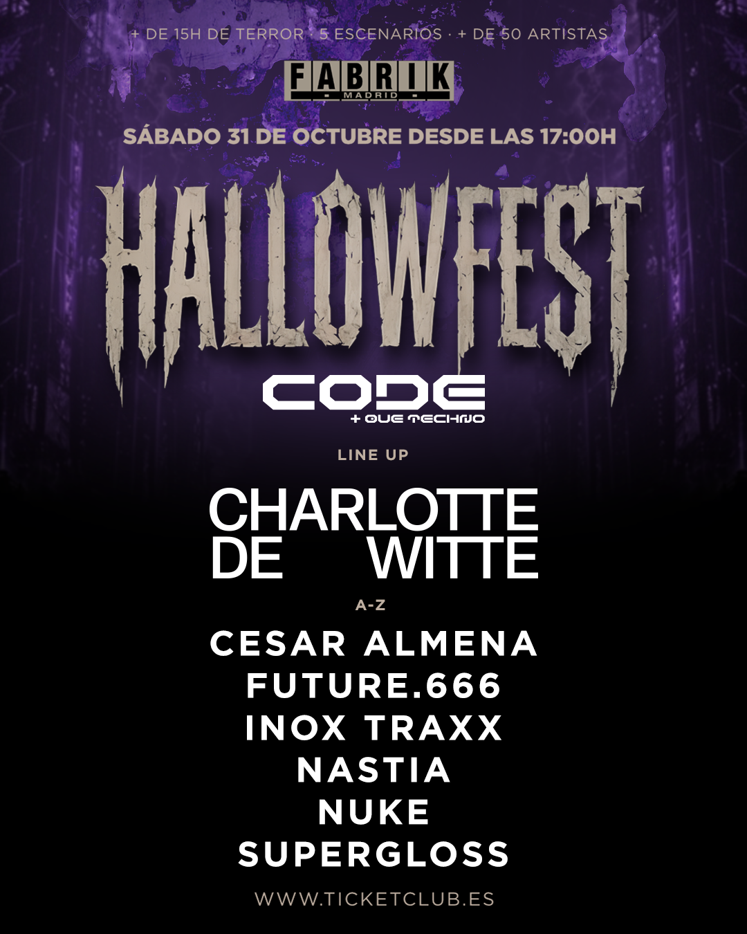 Hallowfest at Fabrik with Charlotte de Witte poster, Madrid