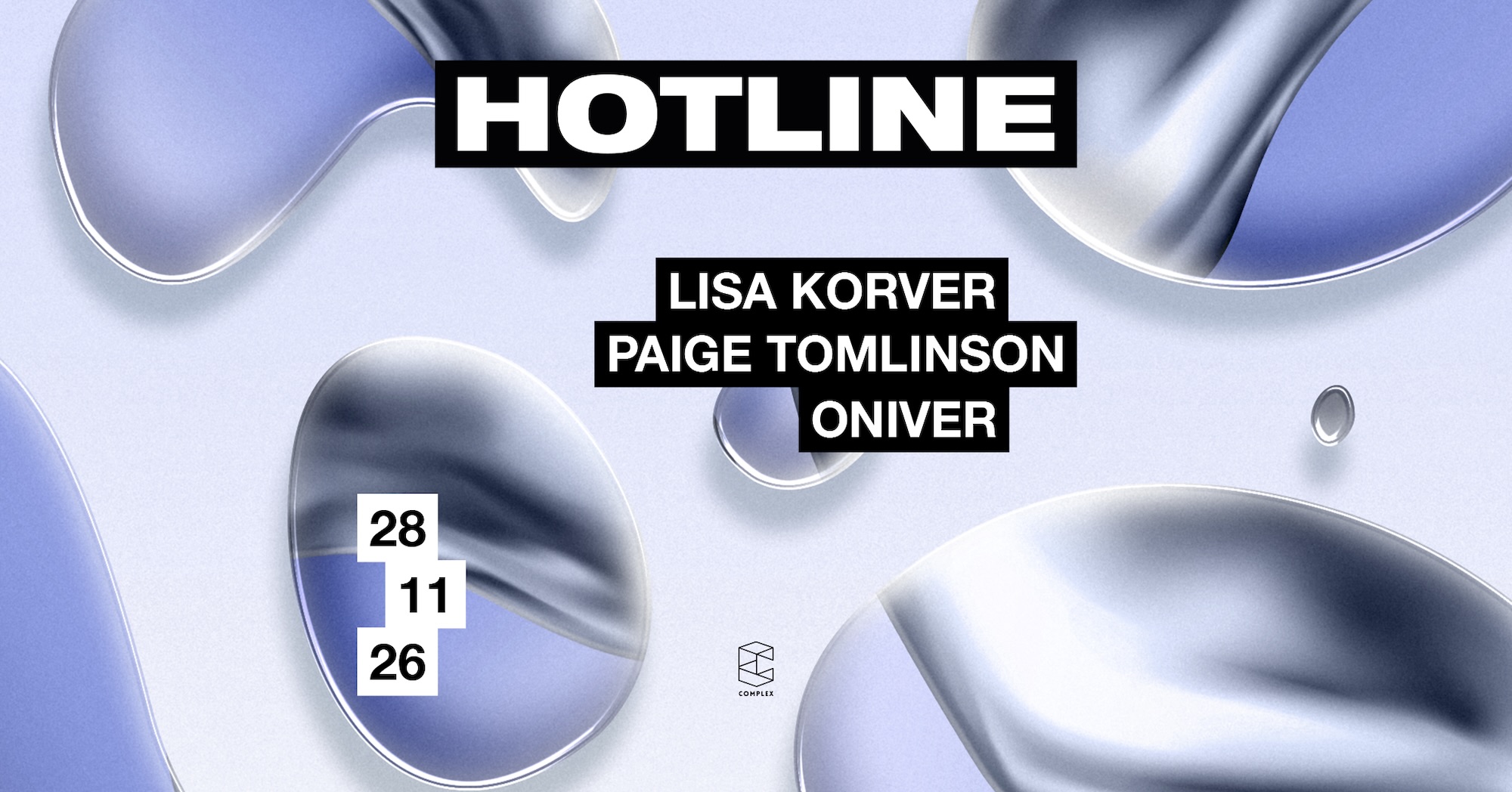 HOTLINE presents Lisa Korver & Paige Tomlinson poster, Complex Maastricht