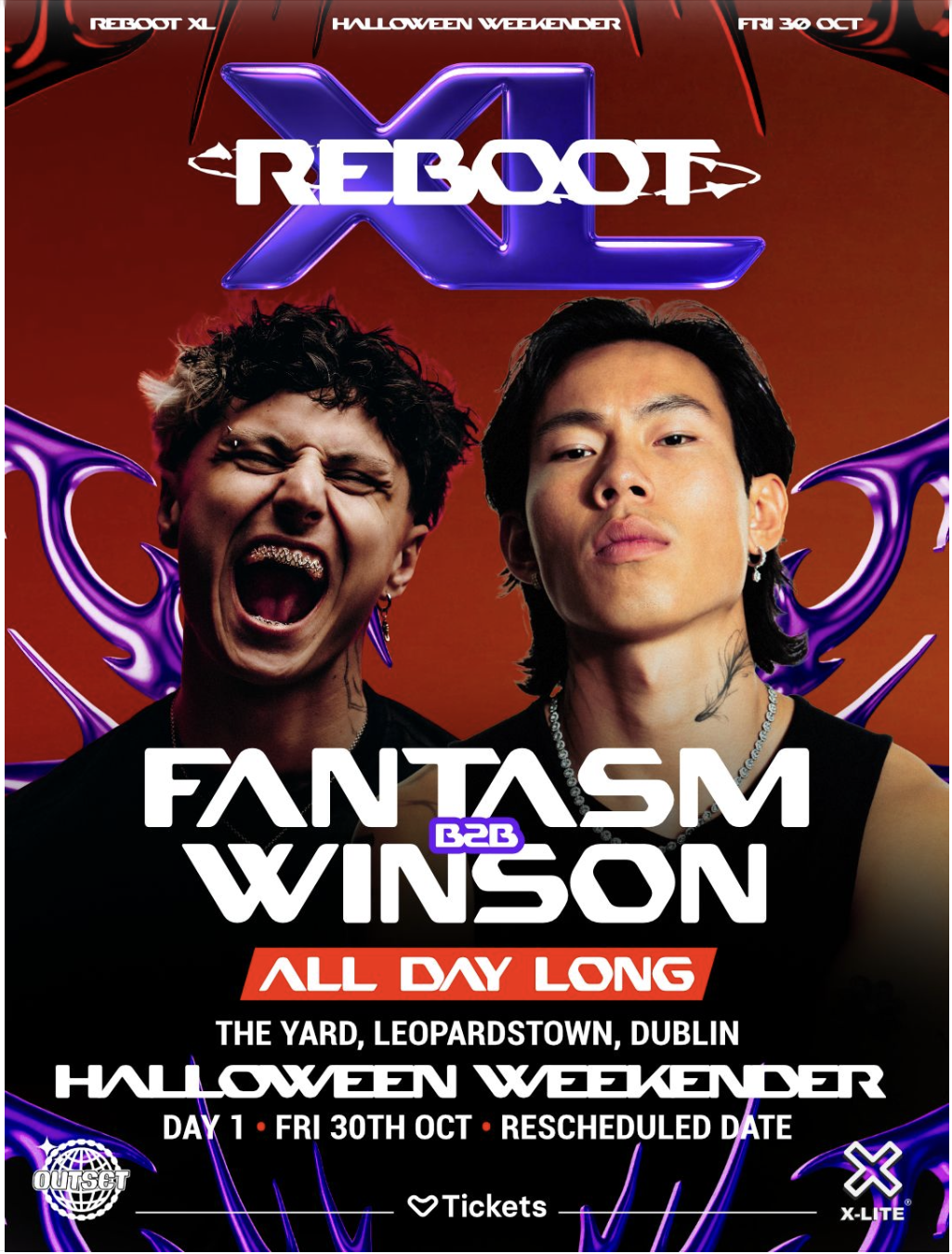 Fantasm B2B WINSON [ALL DAY LONG] REBOOT XL HALLOWEEN WEEKENDER poster, Leopardstown Racecourse, Dublin