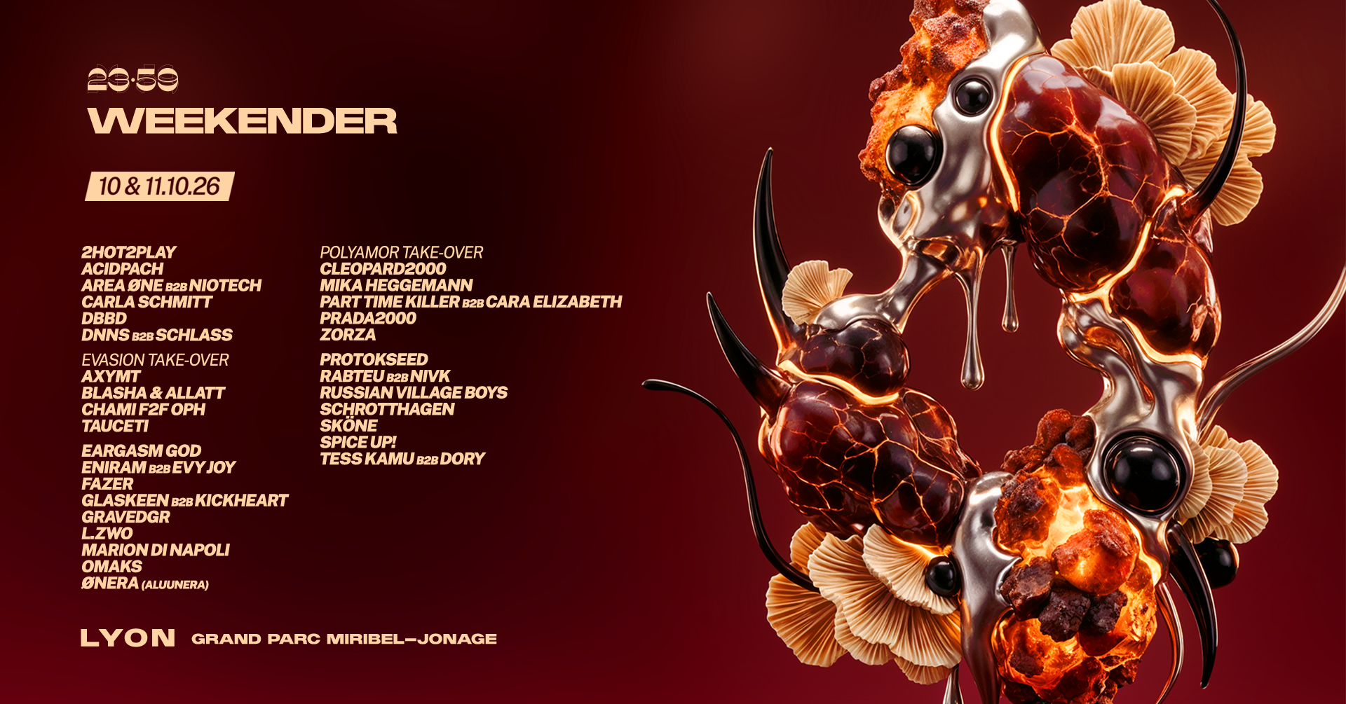 23:59 - WEEKENDER 2026 poster, Plage Privée Parc de Miribel, Lyon