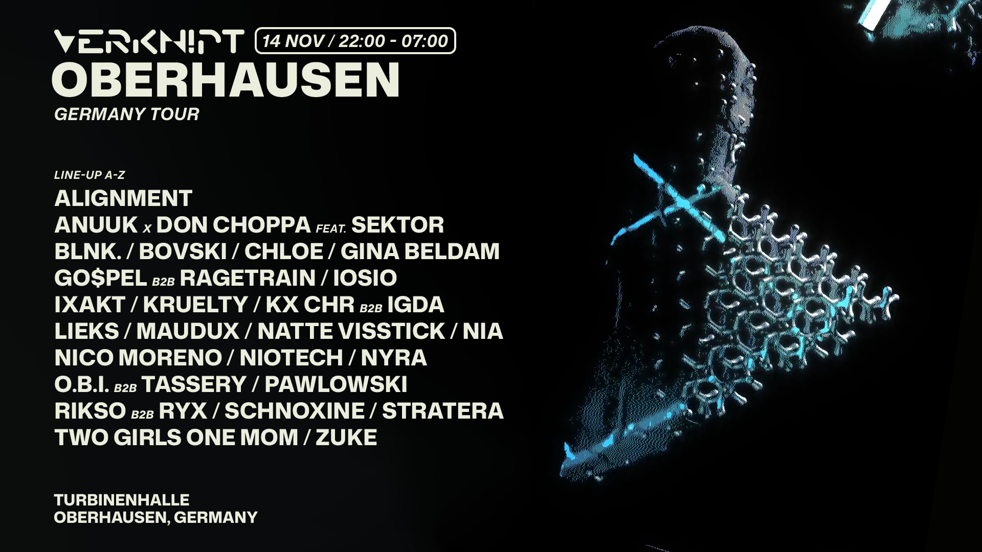 VERKNIPT GERMANY TOUR - Oberhausen - 14 November poster, Turbinenhalle