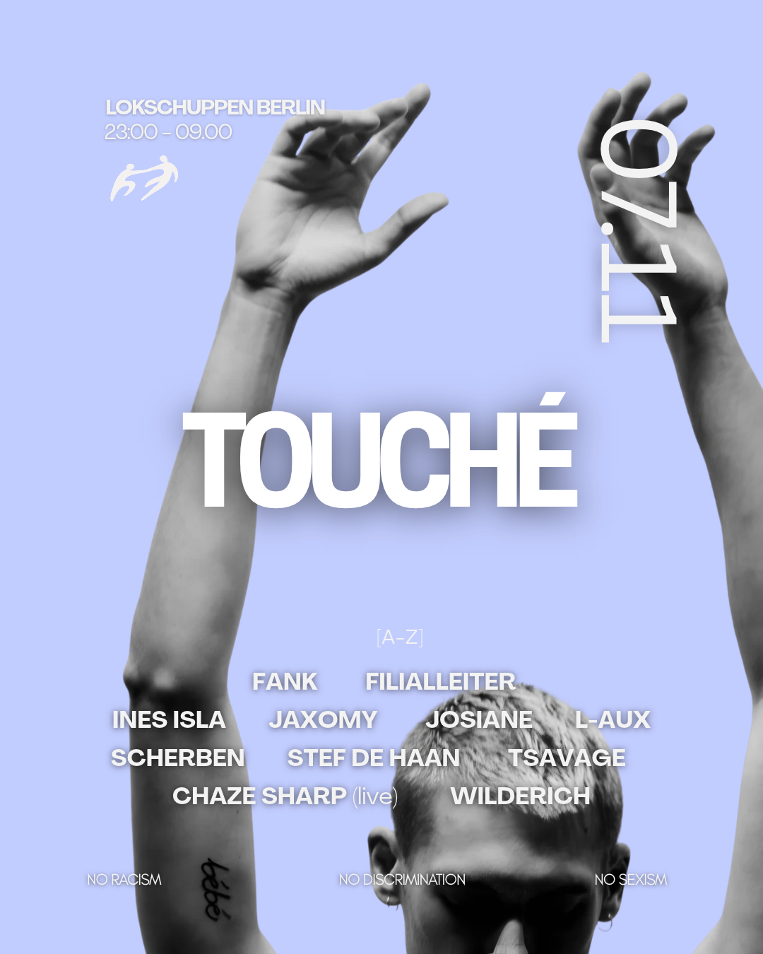 TOUCHÉ KLUB NIGHT w./ [240KMH] Wilderich, ines isla, Stef de Haan poster, Lokschuppen Berlin