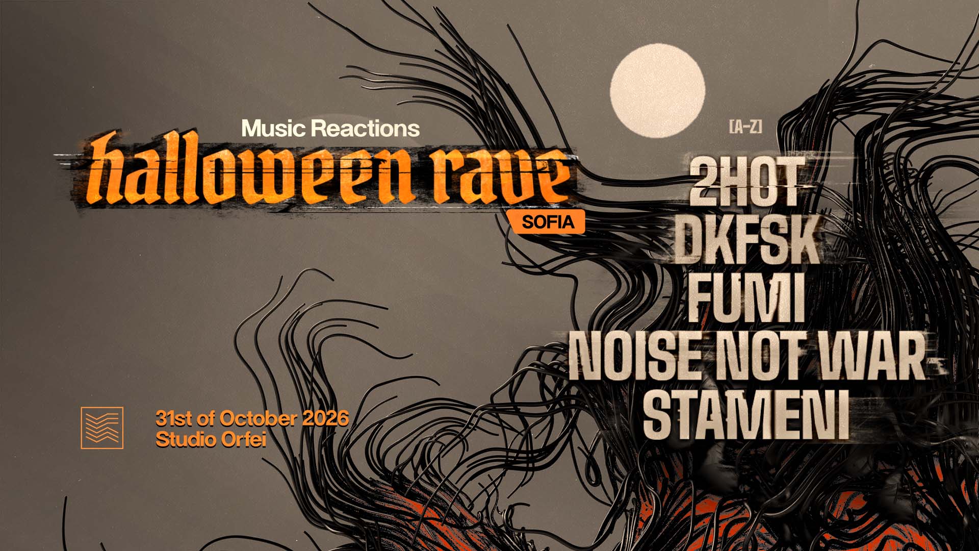 Music Reactions Halloween Rave Sofia poster, TBA - Studio Orfei