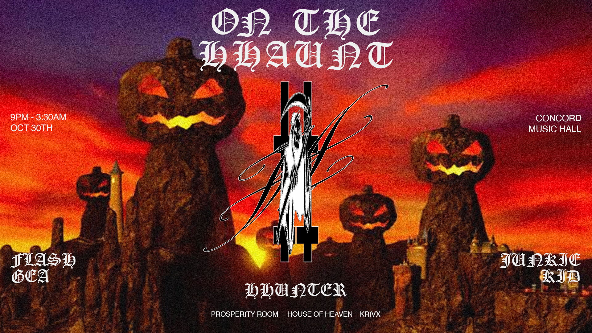 ON THE HHAUNT HALLOWEEN 360°: hhunter + Flash Gea + Junkie Kid poster, Concord Music Hall, Chicago