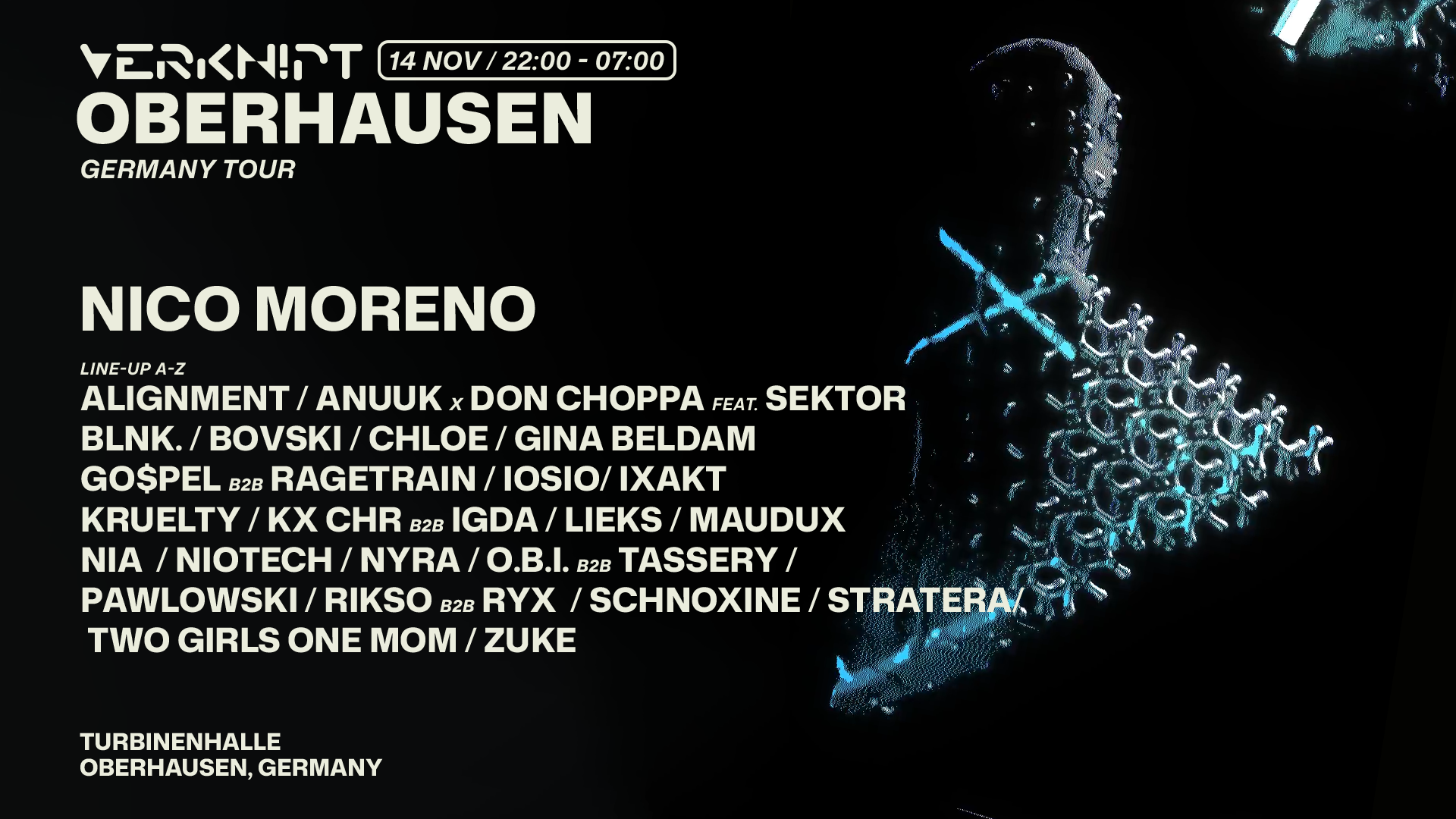 VERKNIPT GERMANY TOUR - Oberhausen - 14 November poster, Turbinenhalle