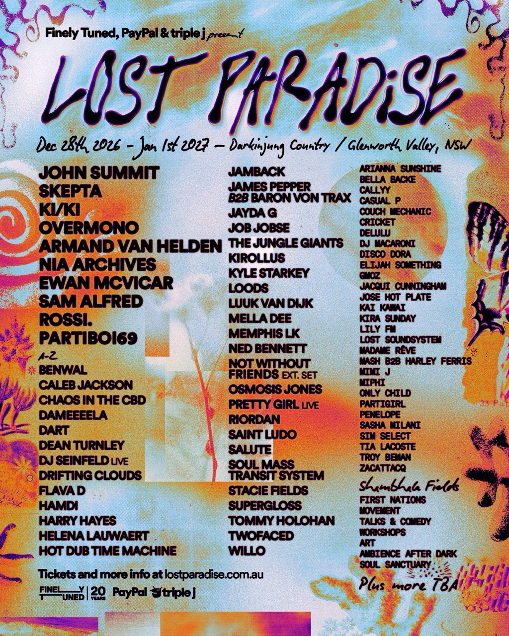 Lost Paradise 2026 poster, Glenworth Valley, Sydney