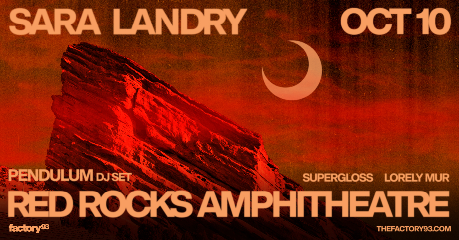 Sara Landry at Red Rocks with Pendulum, Supergloss, & Lorely Mur poster, Red Rocks Amphitheatre, Morrison