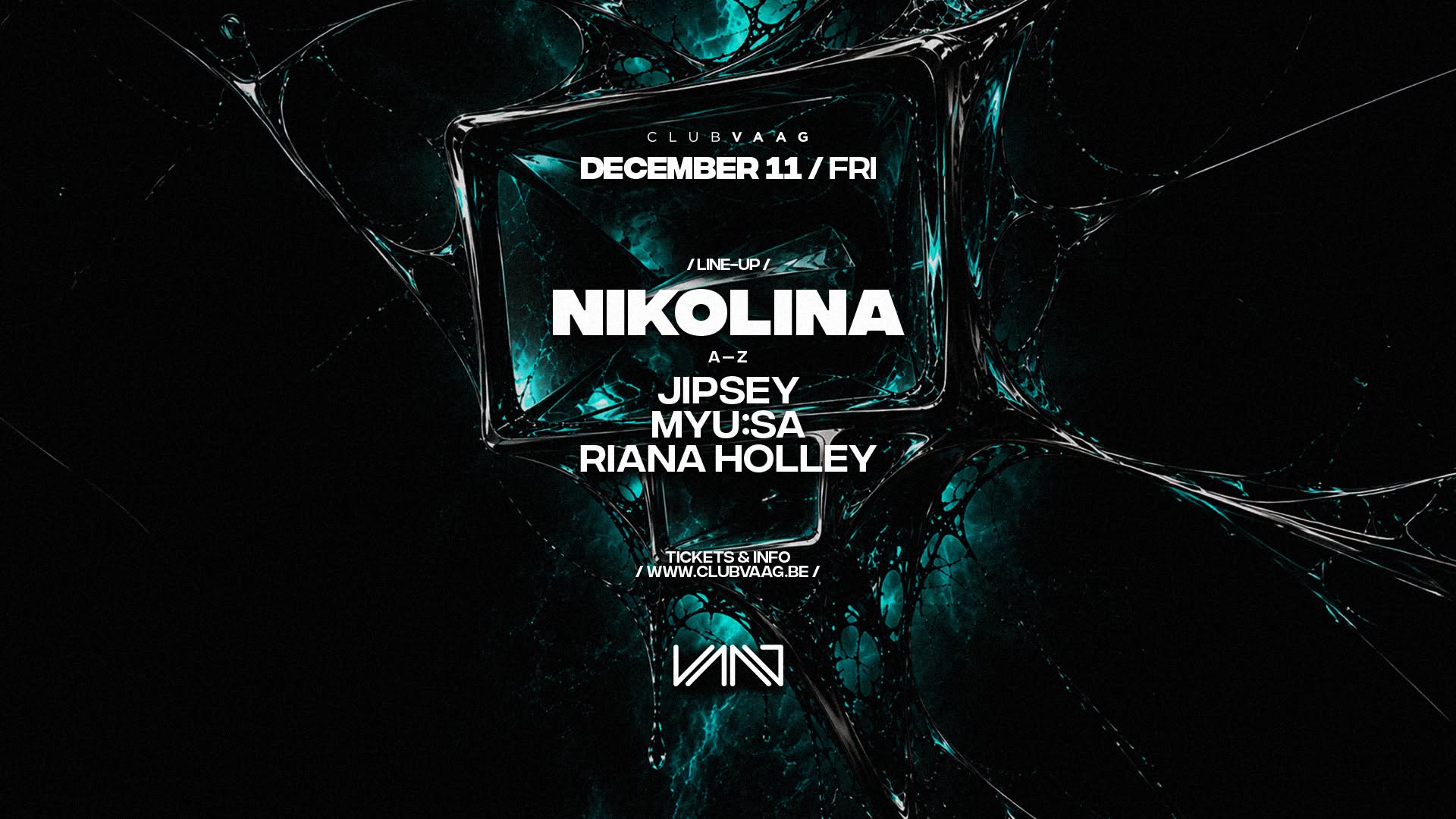 Club Vaag invites Nikolina poster, Antwerp
