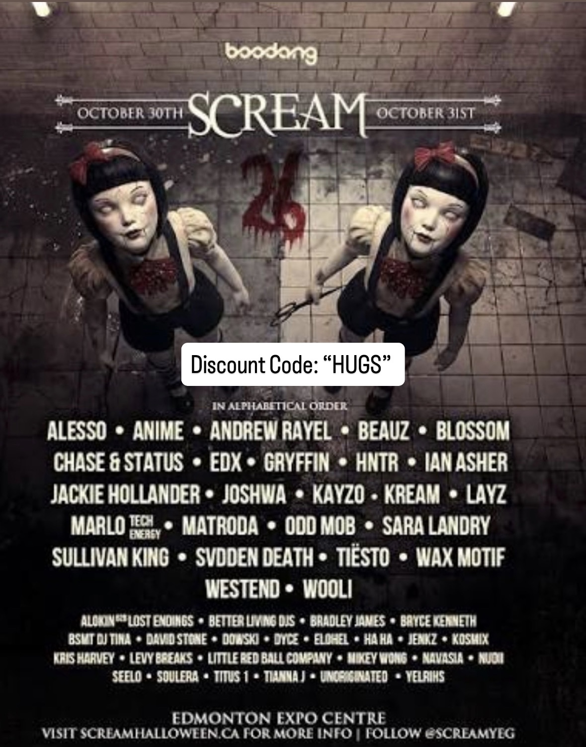 Scream YEG (Discount Code: 'HUGS') poster, Edmonton Expo Center