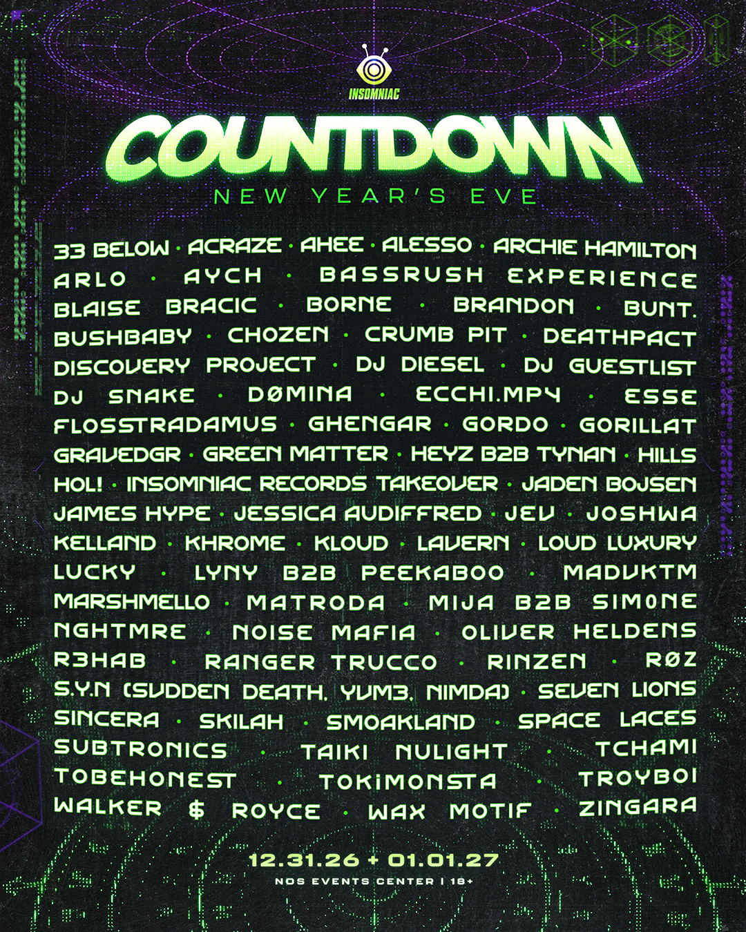 Countdown NYE poster, NOS Event Center, Los Angeles