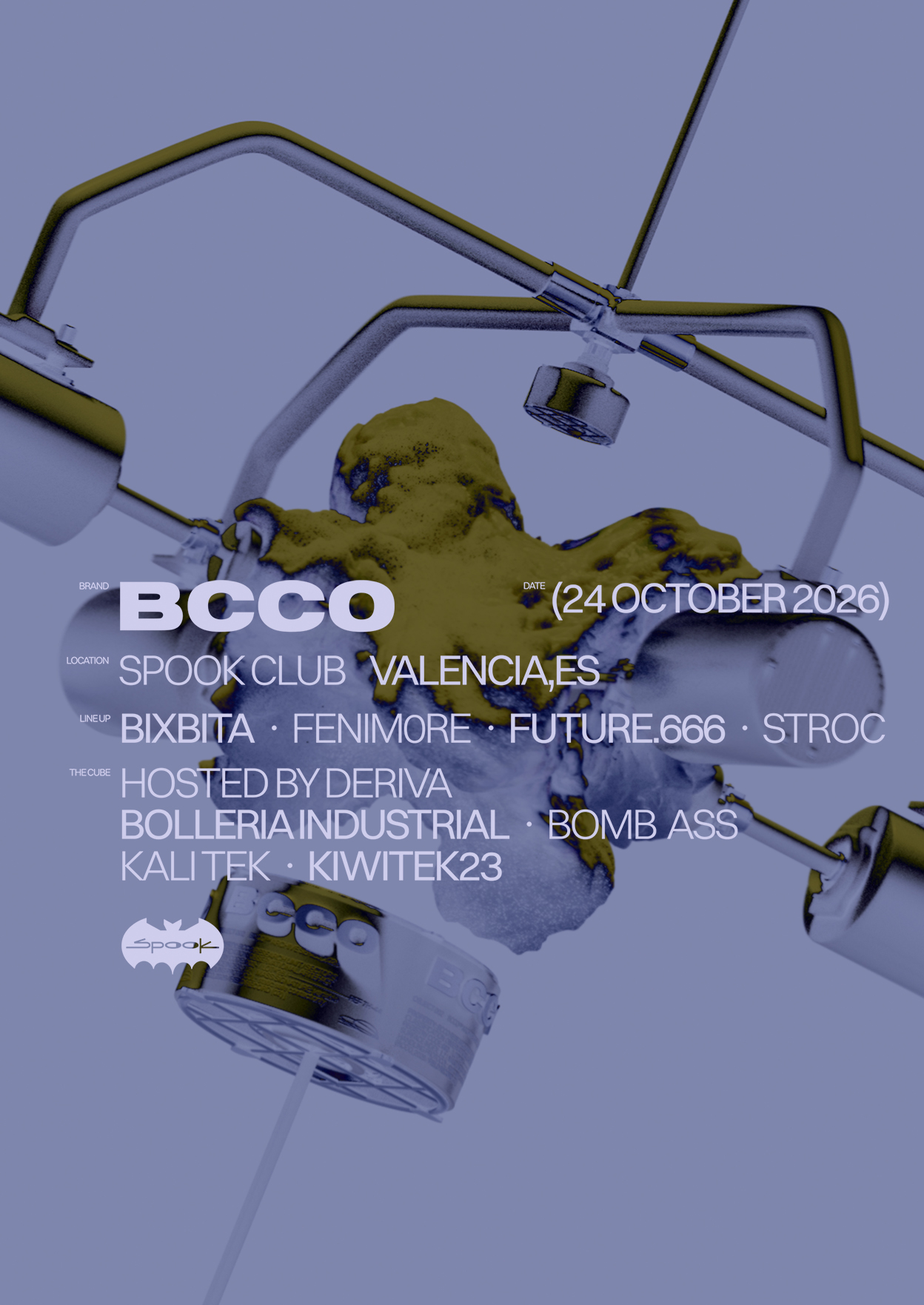 BCCO invites: Future.666 + FENIM0RE + BIXBITA poster, Spook Club, Valencia