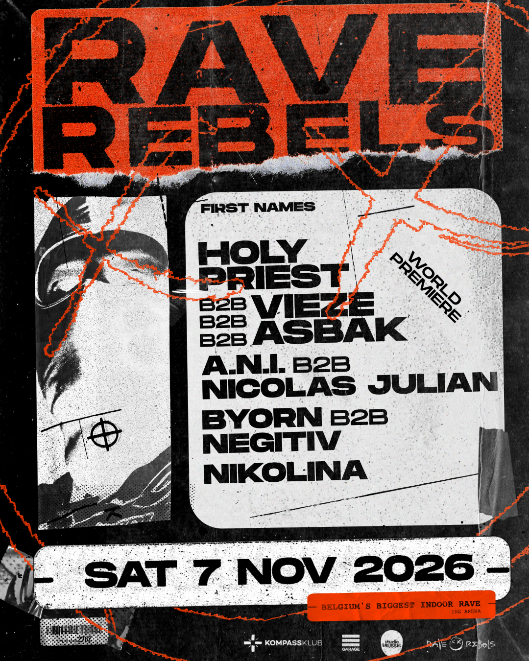 KOMPASS presents RAVE REBELS XXL poster, Palais 12 / Paleis 12 (ING Arena), Brussels