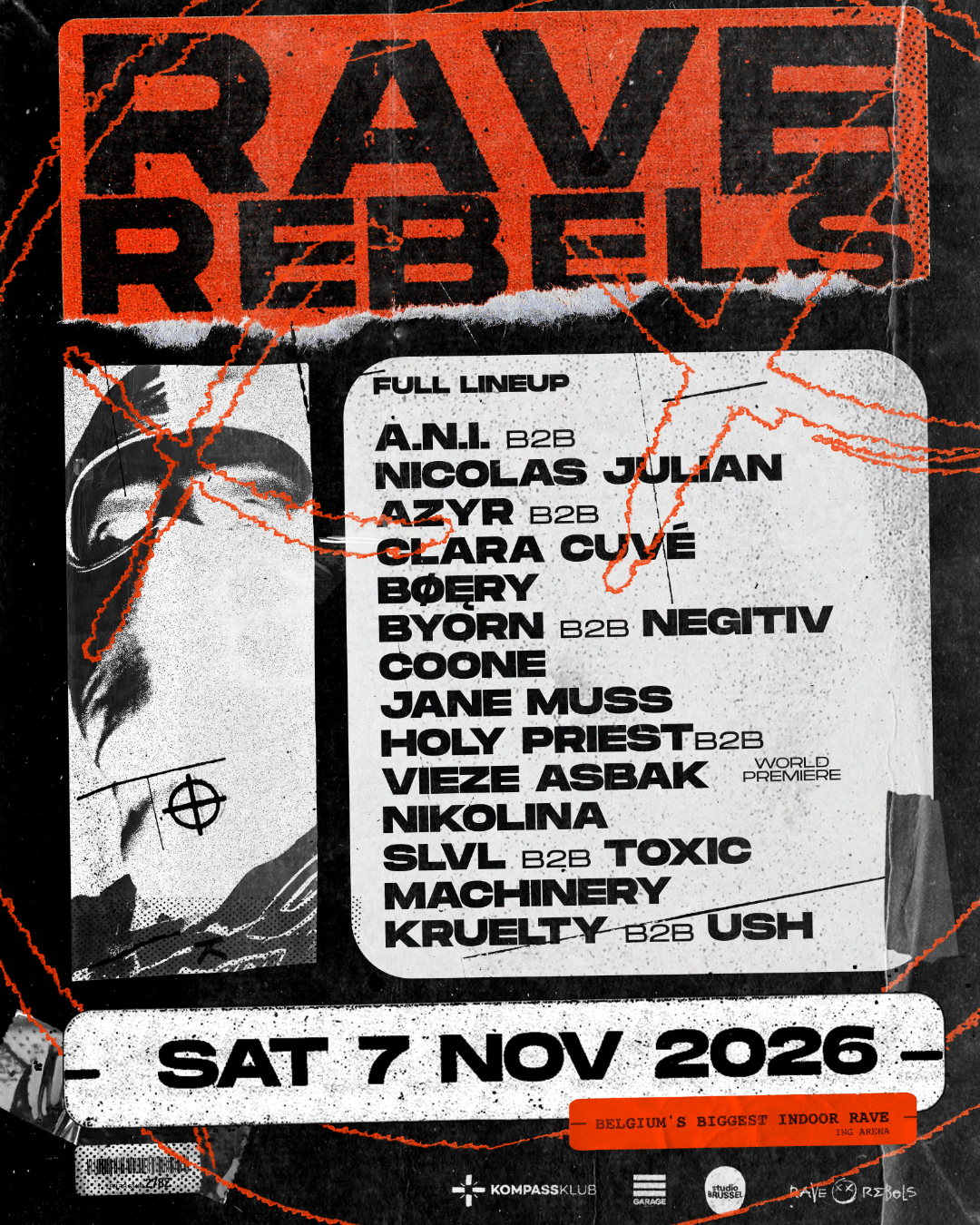 KOMPASS presents RAVE REBELS XXL WEEKENDER (SAT) poster, Palais 12 / Paleis 12 (ING Arena), Brussels