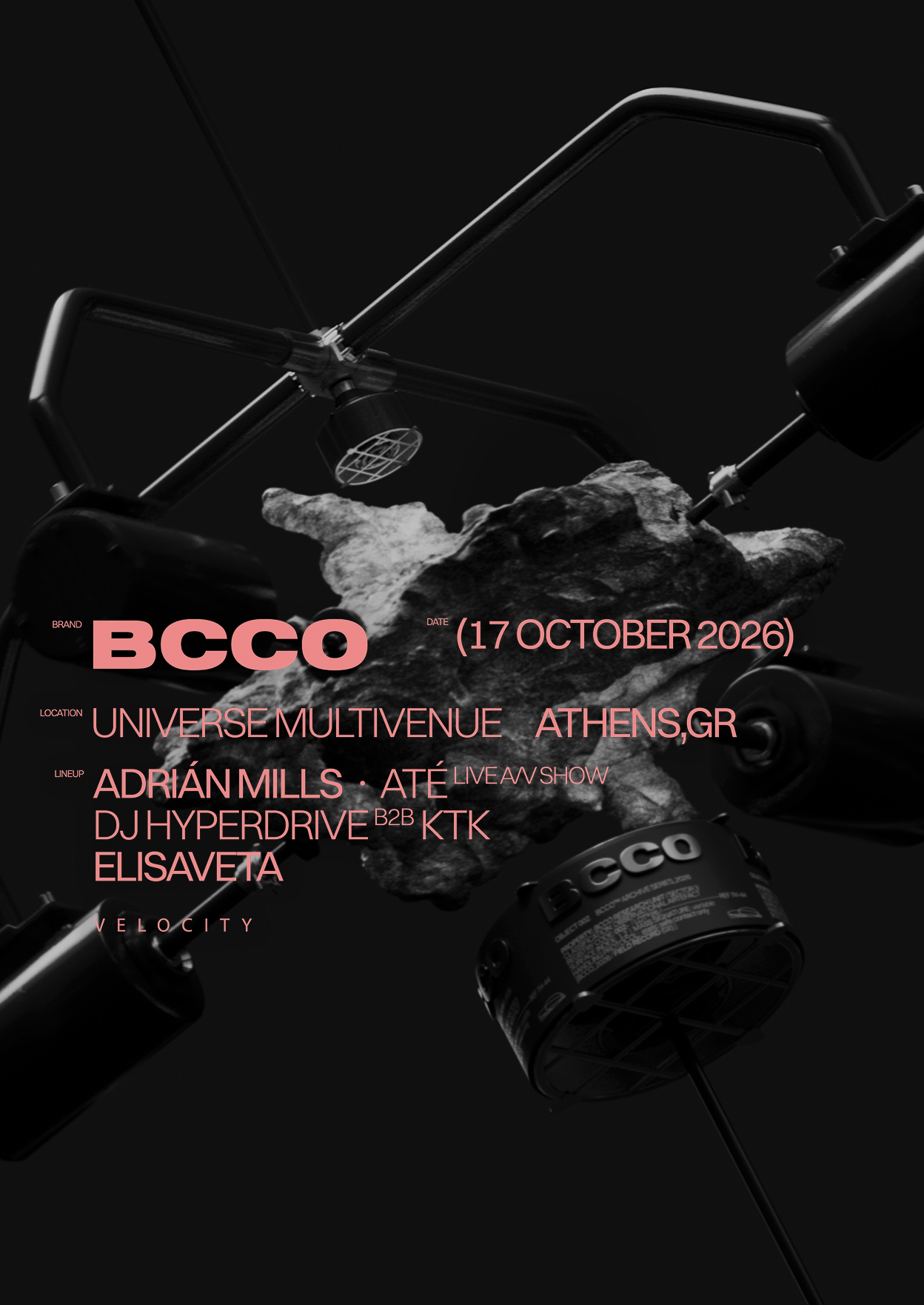 BCCO x VLCT ATHENS with Adrián Mills poster, Universe Athens