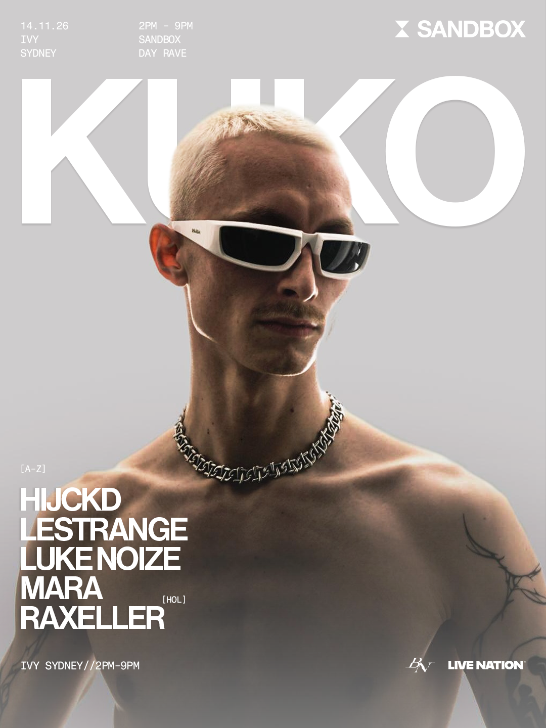 Sandbox presents KUKO (GER) & HIJCKD poster, The Ivy, Sydney