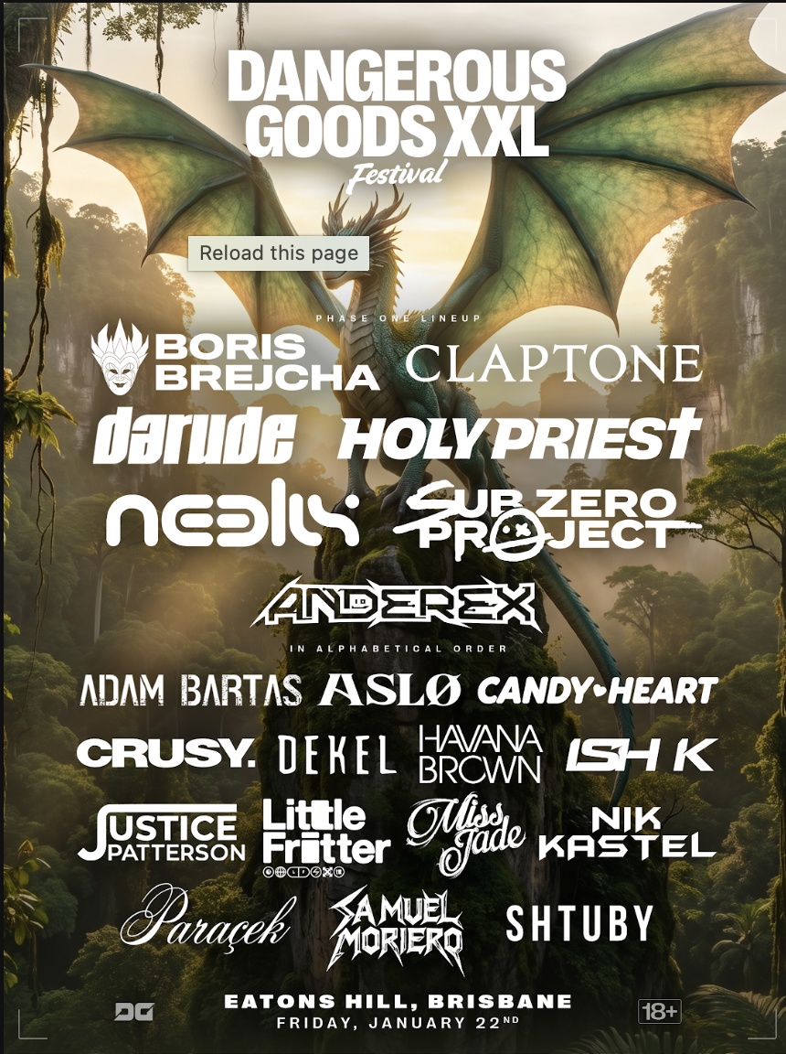 Dangerous Goods XXL Festival - Brisbane 2027 poster, Eatons Hill Hotel and Function Centre